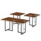Industrial Dining Table 60 Inch Rubber Wood Top Iron Frame Brown